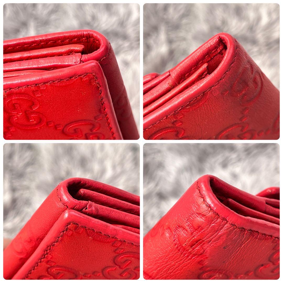 美品✨GUCCI コンチネンタル　シマ　長財布　インターロッキング　朱色