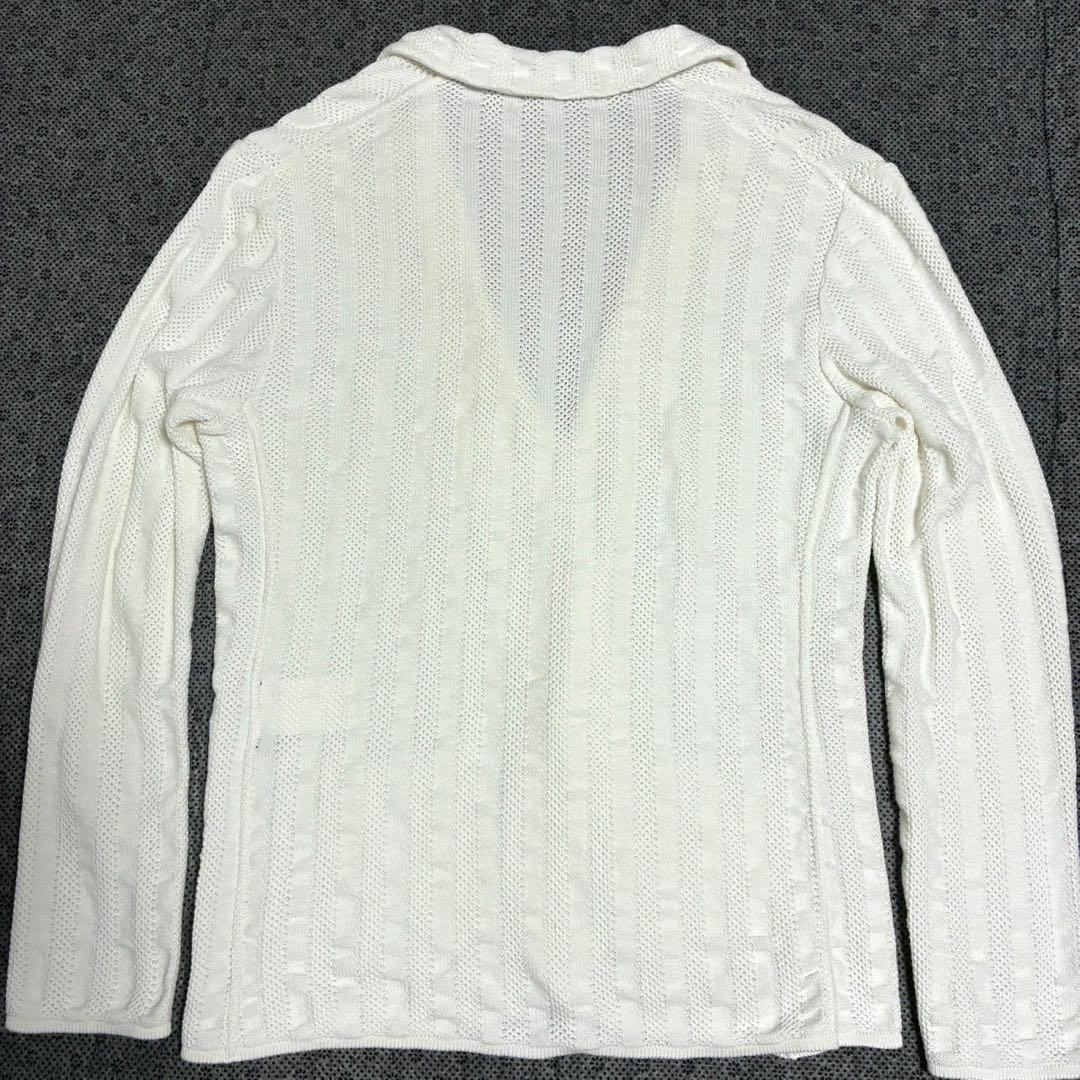 美品/XL LARDINI テーラードジャケット　ブートニエール　ニット　白