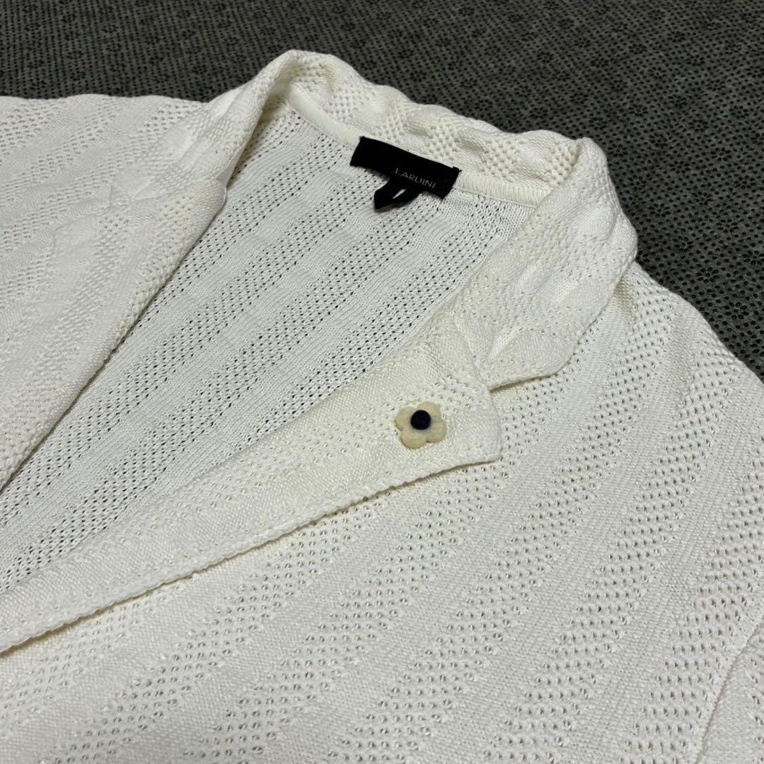 美品/XL LARDINI テーラードジャケット　ブートニエール　ニット　白