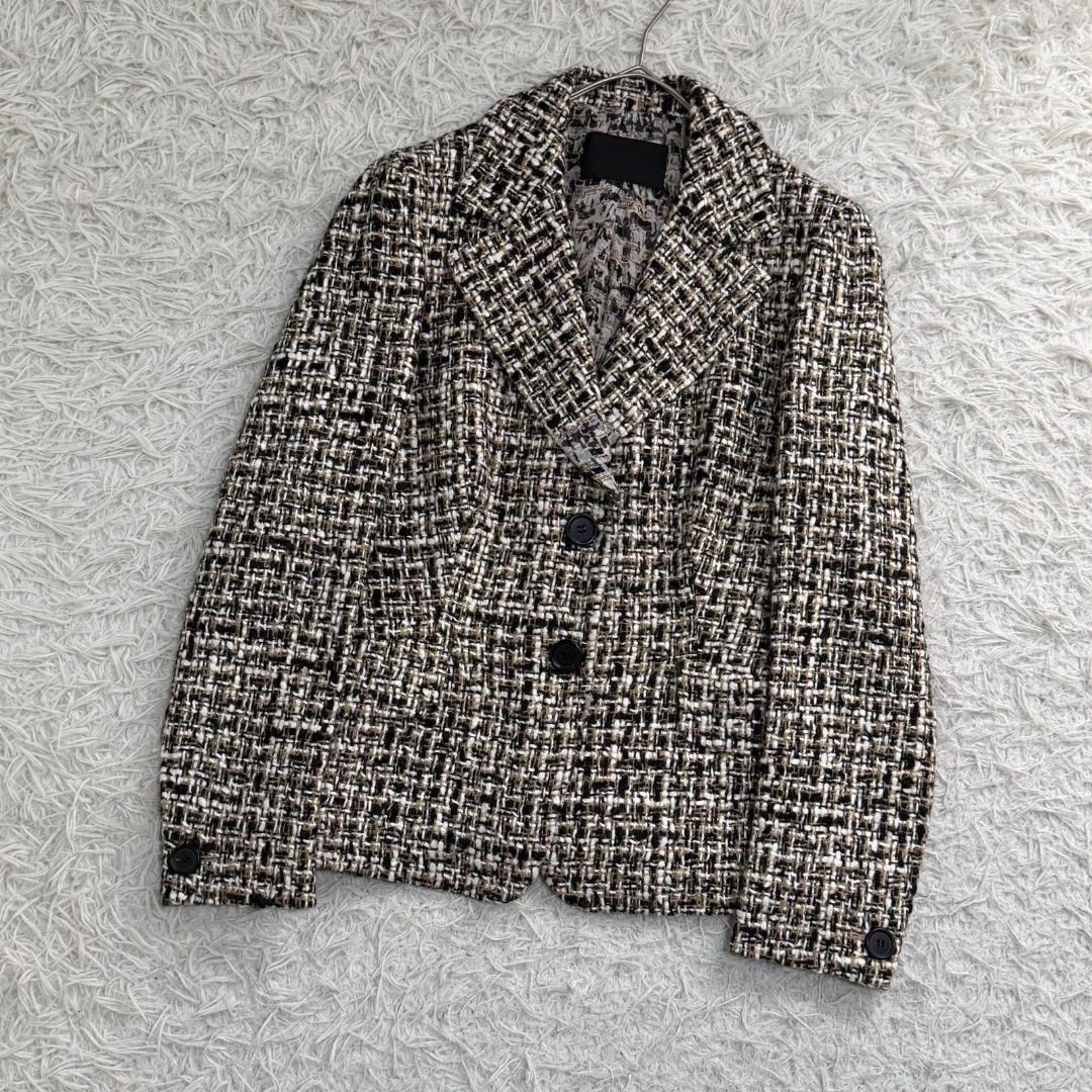 17218✨プラダ ツイードジャケット ウール レーヨン 42 LL
