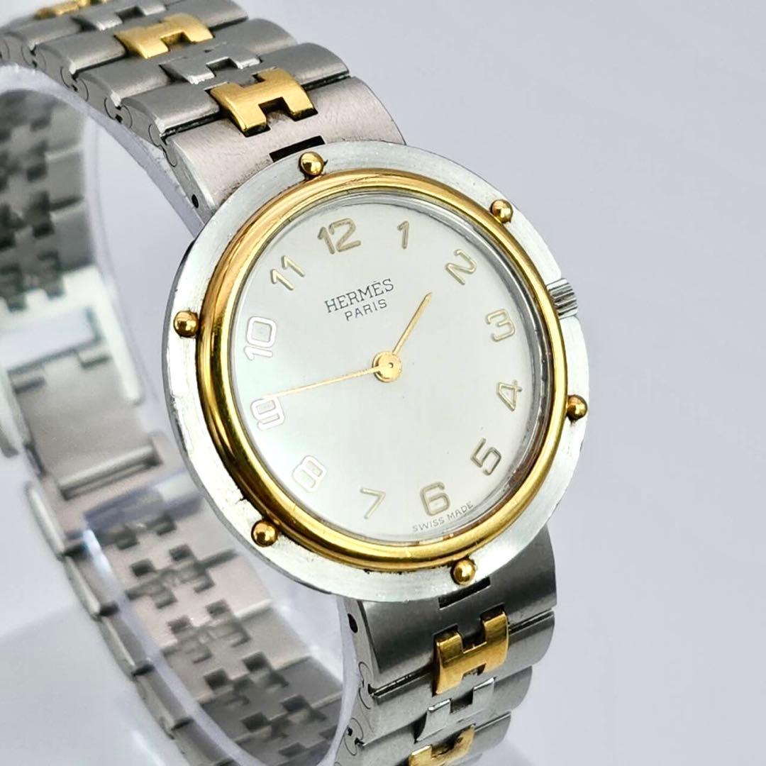 エルメス　オリンピア　コンビ　デイト　Hベルト　アイボリー　クォーツ　ボーイズ