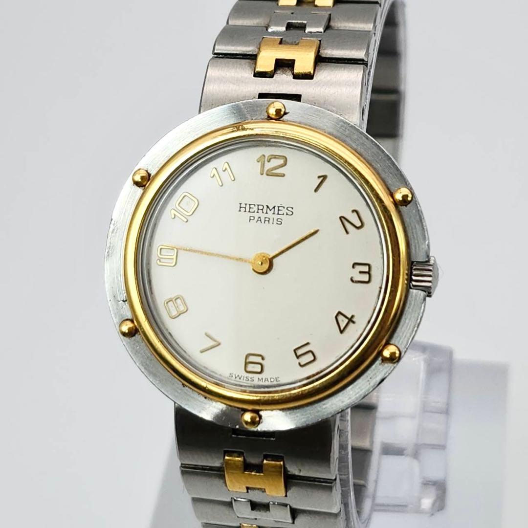 エルメス　オリンピア　コンビ　デイト　Hベルト　アイボリー　クォーツ　ボーイズ