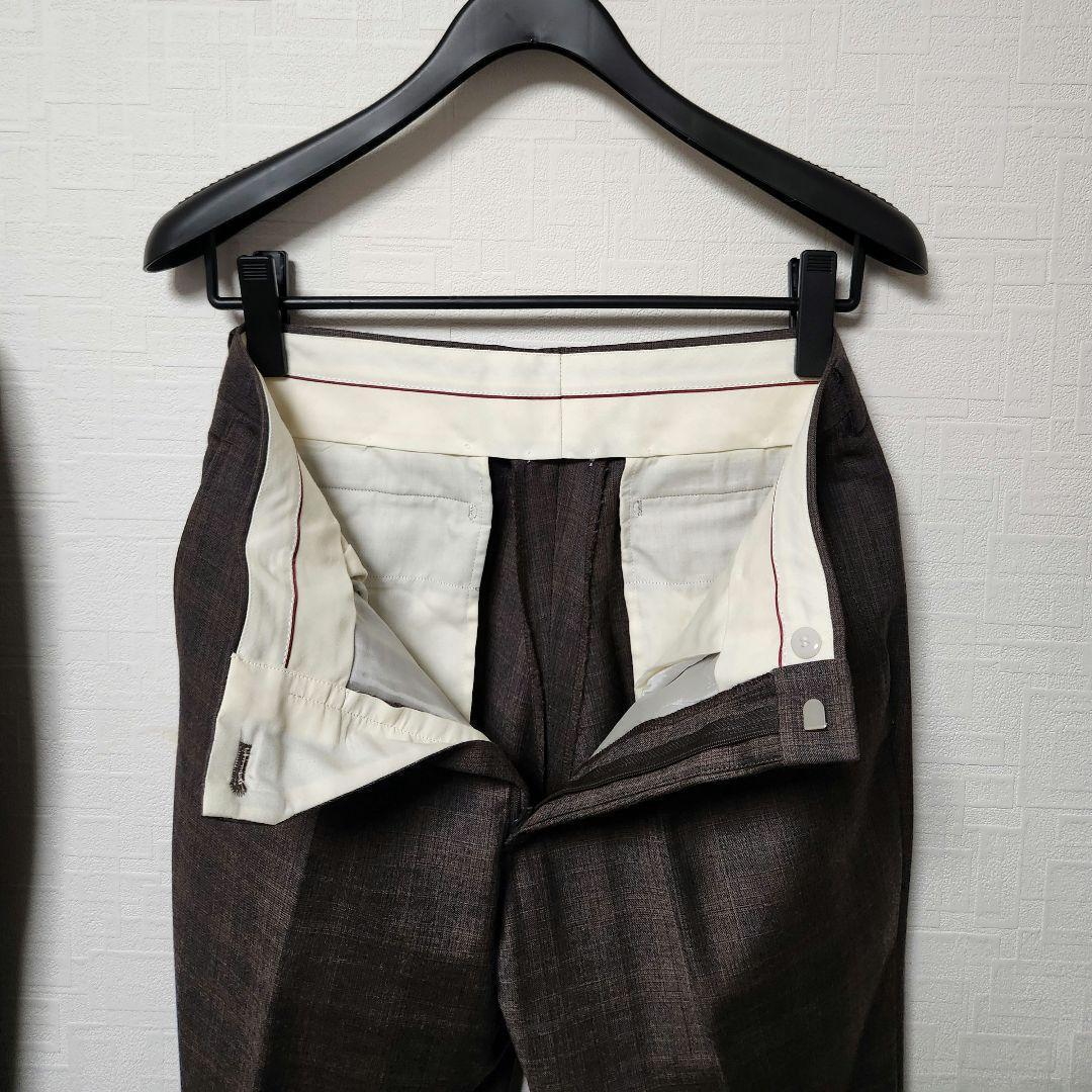 ダーバン　メンズ　スーツ　セットアップ　ブラウン　チェック　細身