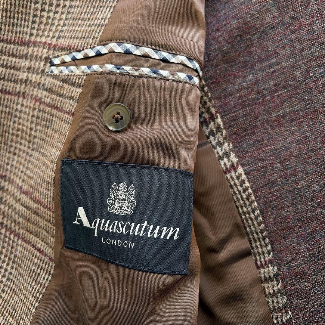 Aquascutum テーラードジャケット　やや厚手　グレンチェック　秋冬