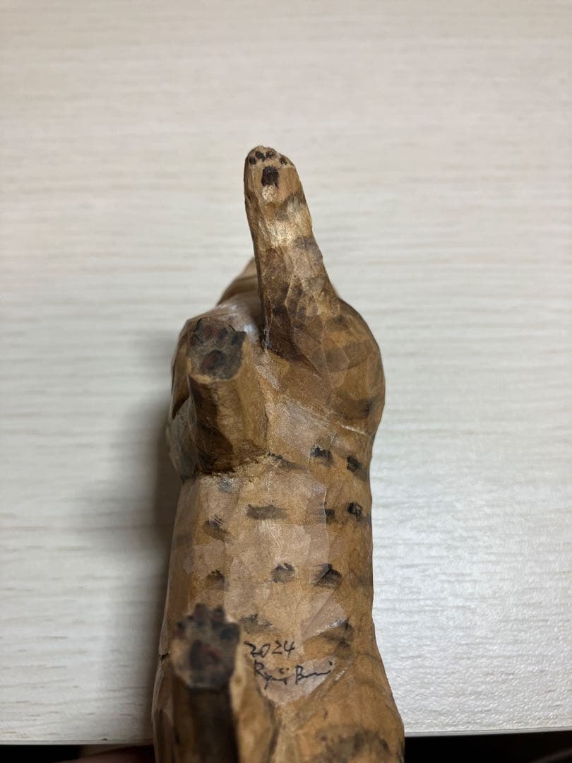 【希少】バンナイリョウジ　木彫り猫