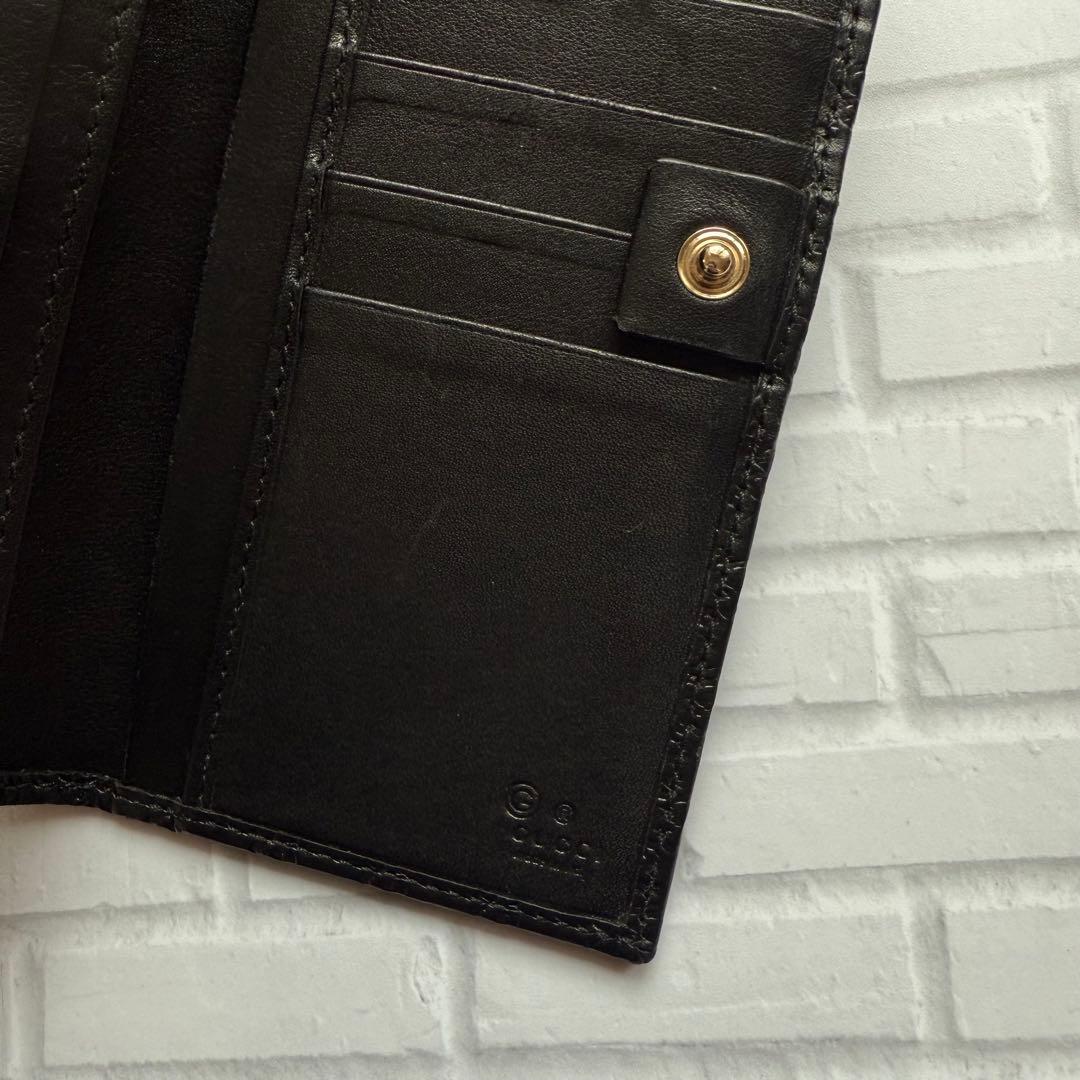【GUCCI】長財布 マイクログッチシマ レザー/ブラック