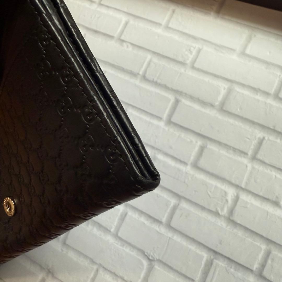 【GUCCI】長財布 マイクログッチシマ レザー/ブラック