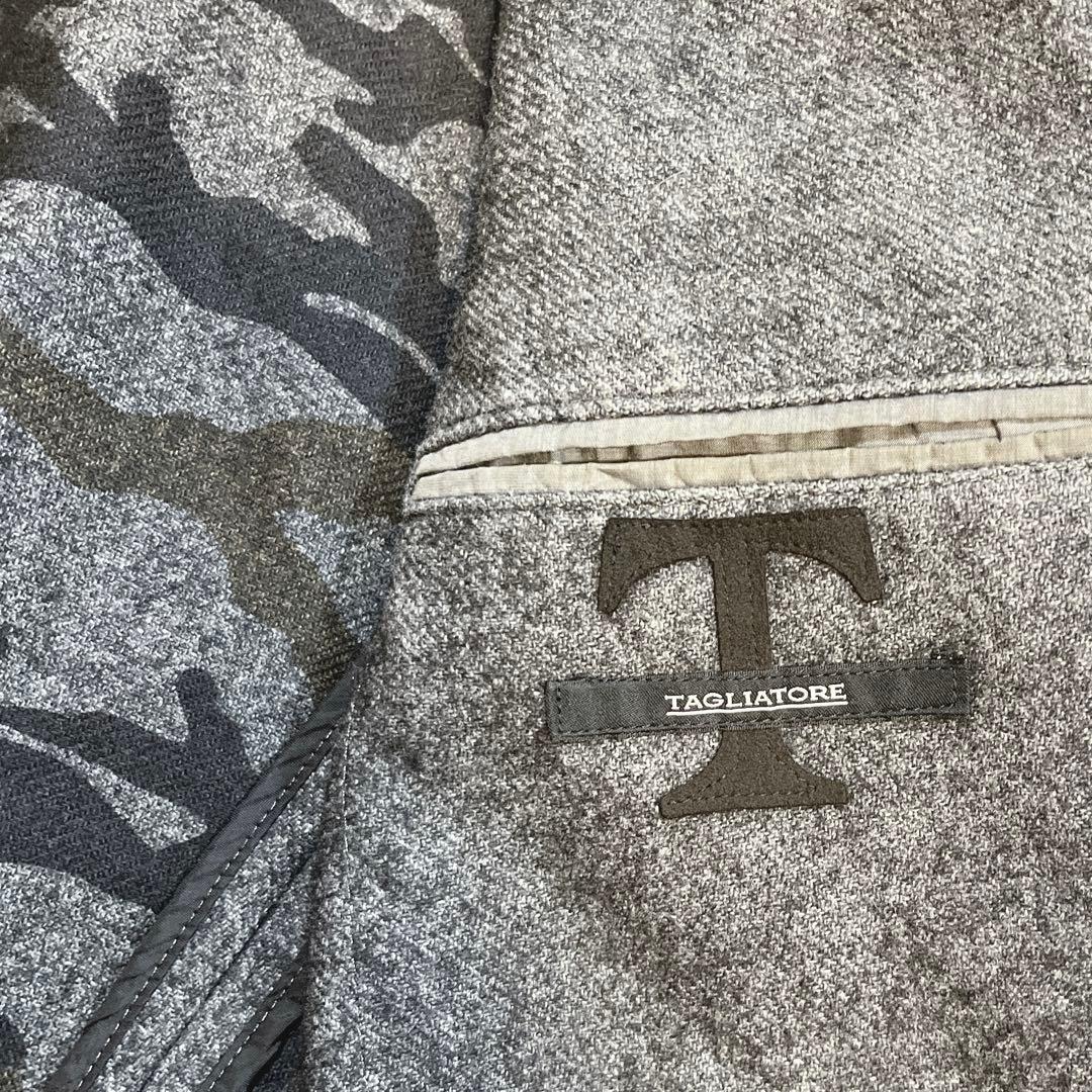 【美品】タリアトーレ テーラードジャケット エルボーパッチ ウール グレー M
