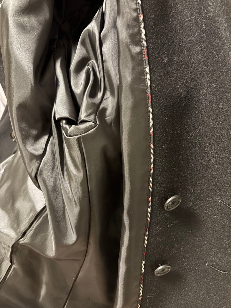 BURBERRY BLACK LABEL ブラック ピーコート　ラビットファー付