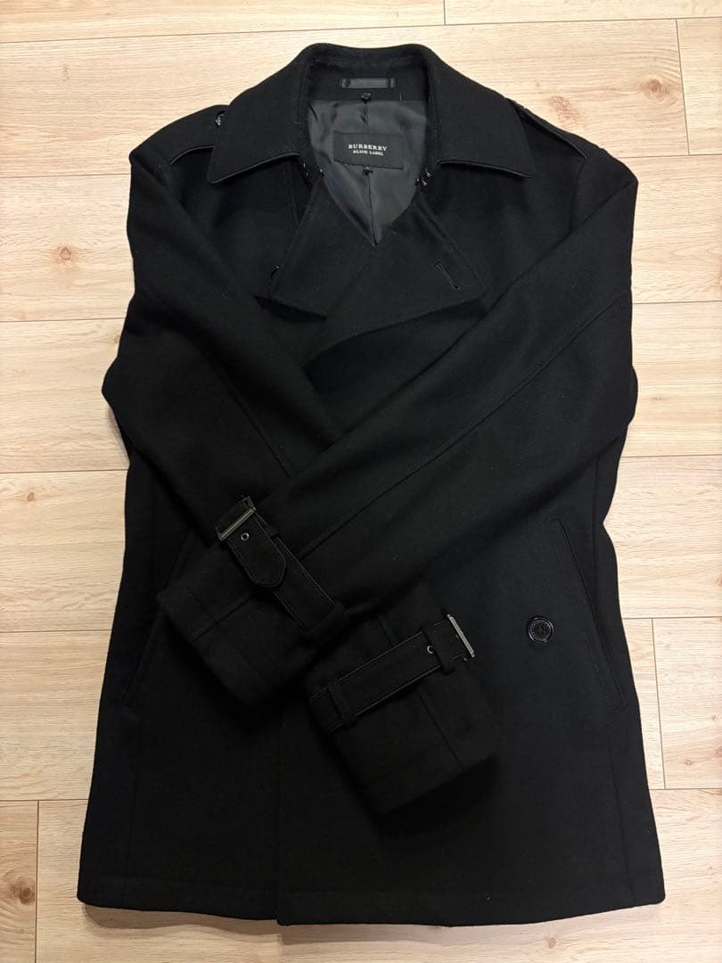 BURBERRY BLACK LABEL ブラック ピーコート　ラビットファー付
