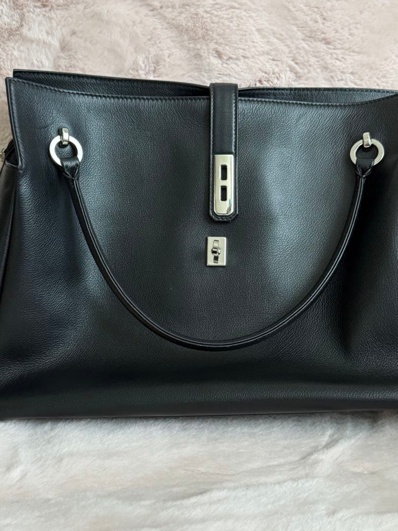 濱野皮革工藝　グレース ディライトトート ブラック✕シルバー　サナエバッグ 黒