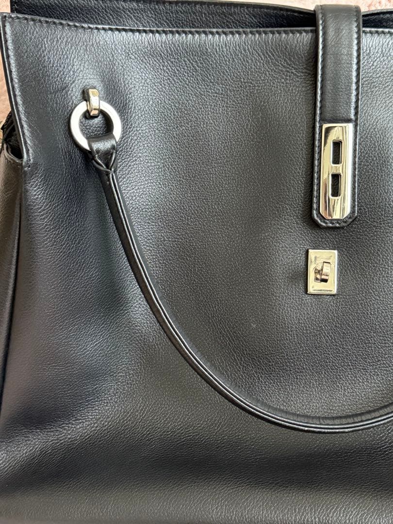 濱野皮革工藝　グレース ディライトトート ブラック✕シルバー　サナエバッグ 黒