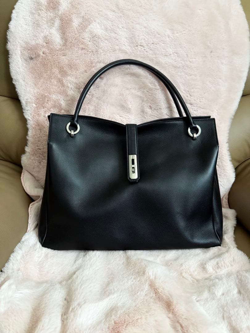 濱野皮革工藝　グレース ディライトトート ブラック✕シルバー　サナエバッグ 黒