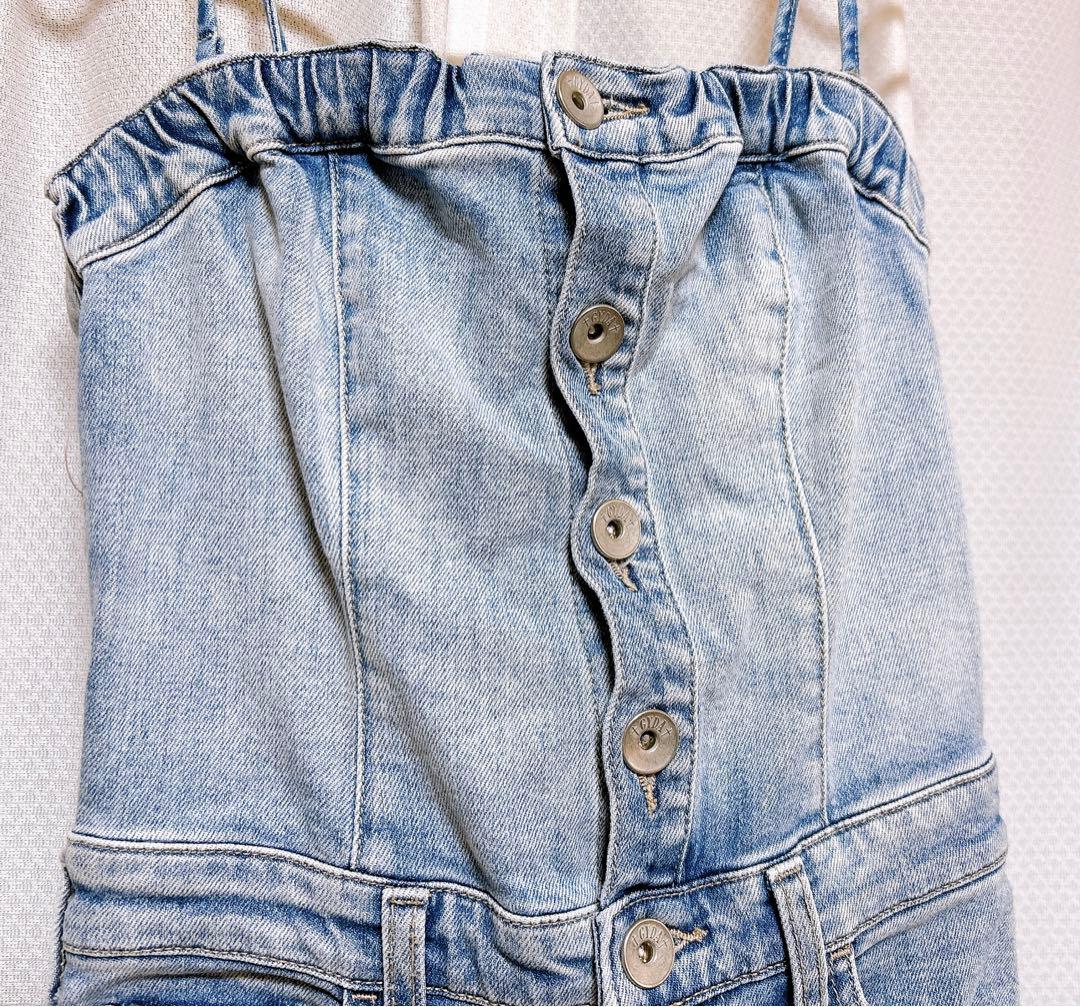 美品◎送料込み◎匿名配送◎ GYDA バックリボン デニムロンパース