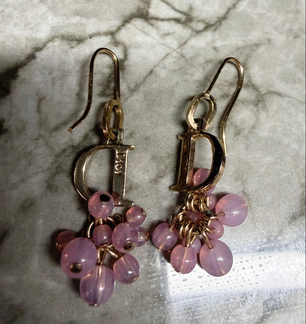 Diorピンクフラワーモチーフネックレスとピアスセット