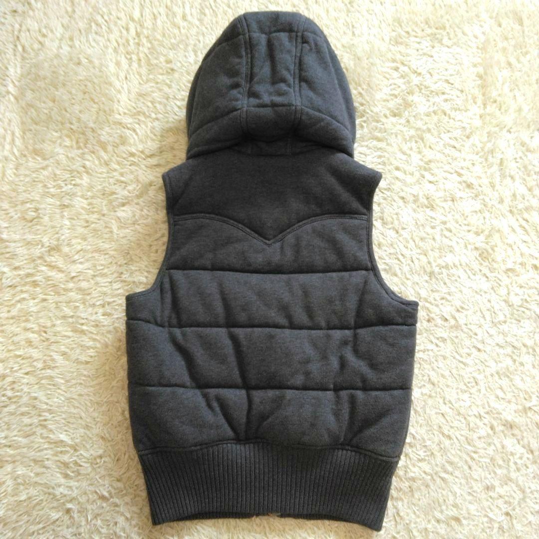 バーバリーブルーレーベル グレー フード付き ダウンベスト 裏地チェック 38