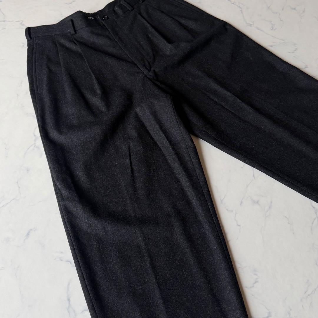 最高級カシミヤ混✨PAPAS ワイド2タックパンツ LL イタリア製最高級生地