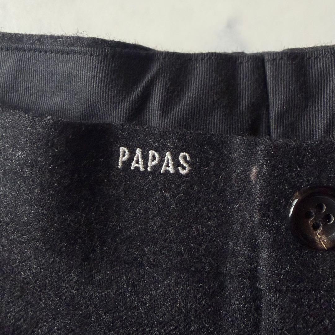 最高級カシミヤ混✨PAPAS ワイド2タックパンツ LL イタリア製最高級生地
