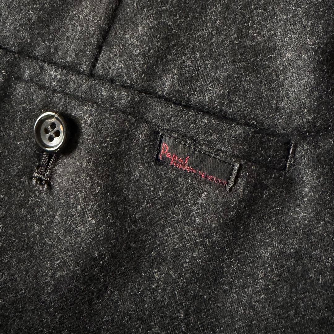 最高級カシミヤ混✨PAPAS ワイド2タックパンツ LL イタリア製最高級生地