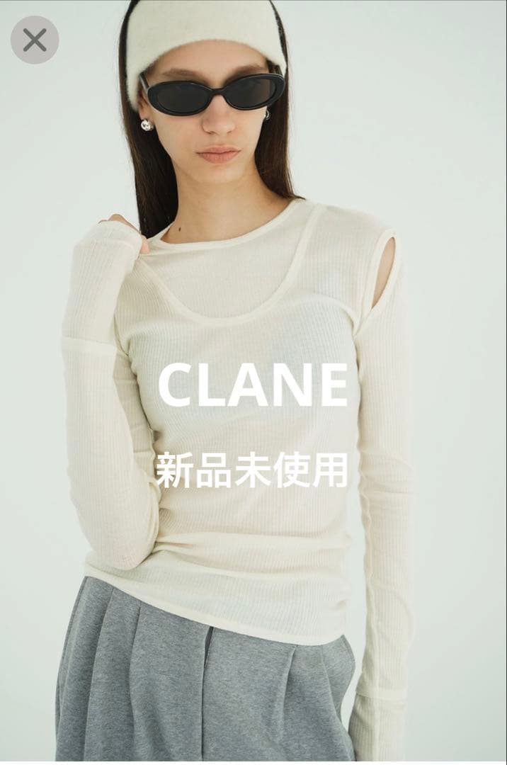 CLANEクラネ　LAYERED SHOULDER CUT TOPS カットソー