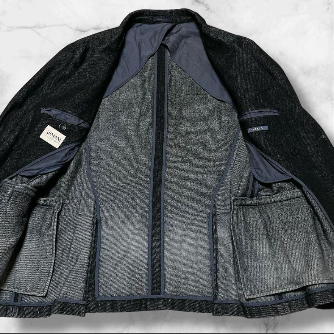極美品● アルマーニコレツォーニ テーラードジャケット ダブル インディゴ 48