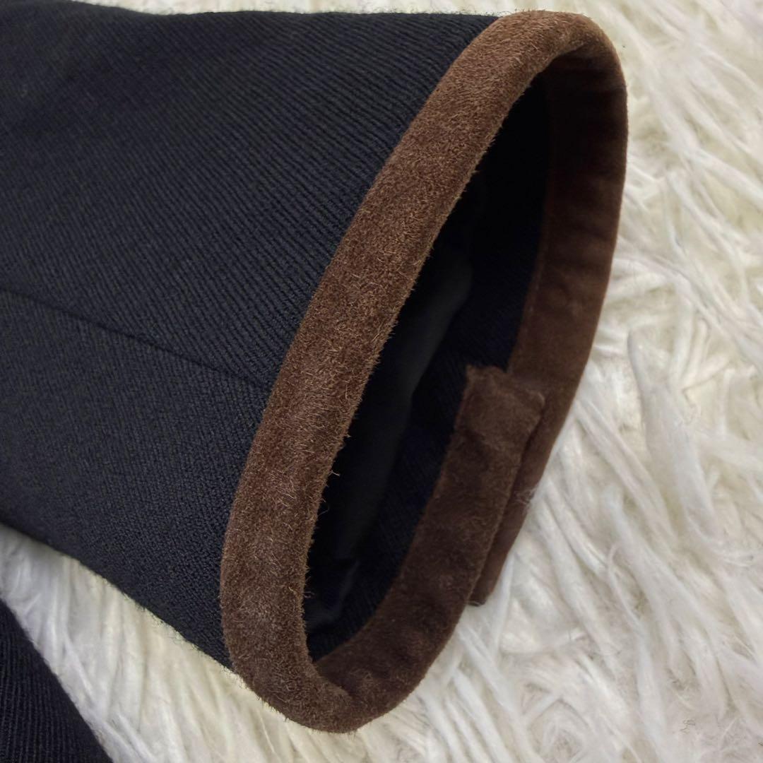 ラルフローレン テーラードジャケット ウール ゴートレザー キツネボタン 黒 S