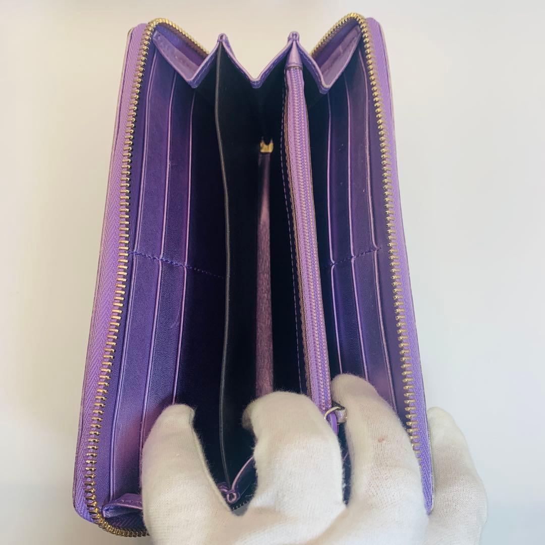 ⭐️グッチ 長財布 GGキャンバス 282477 ブラウン パープル ゴールド