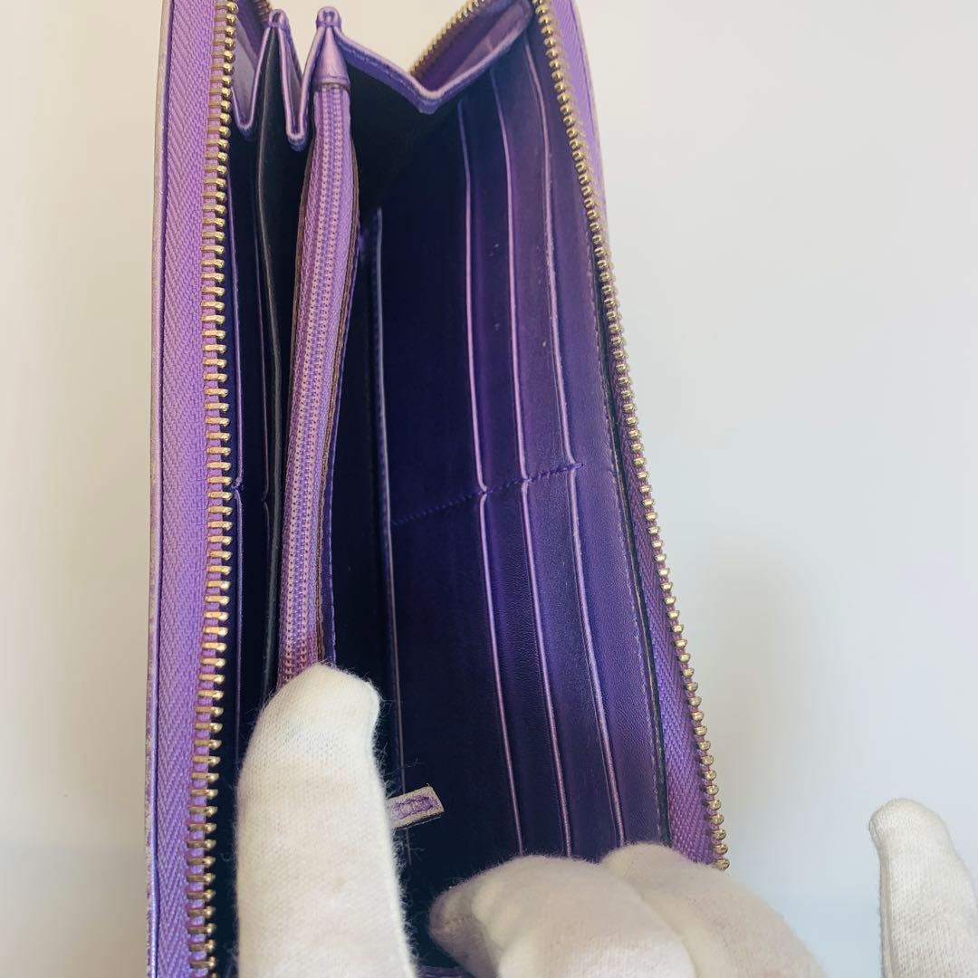 ⭐️グッチ 長財布 GGキャンバス 282477 ブラウン パープル ゴールド