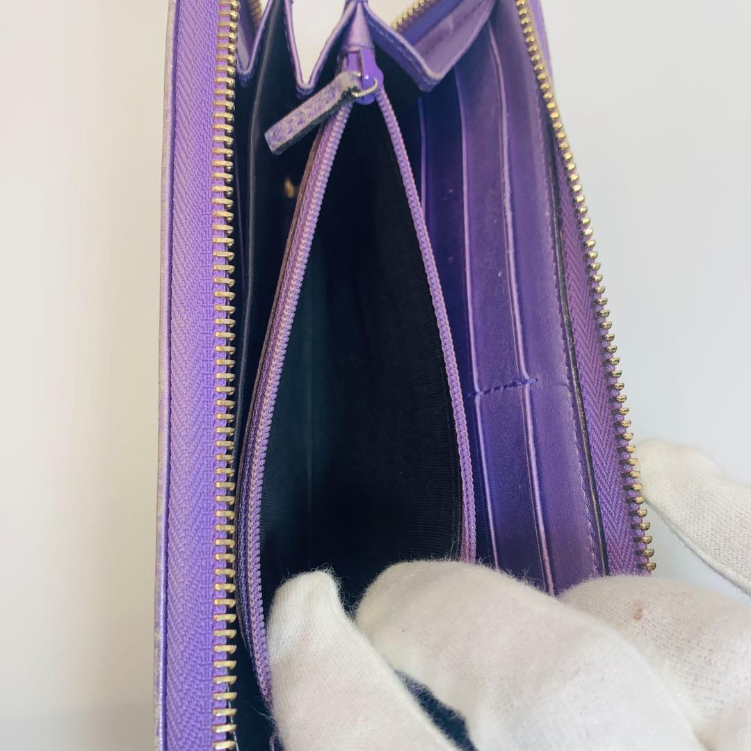 ⭐️グッチ 長財布 GGキャンバス 282477 ブラウン パープル ゴールド