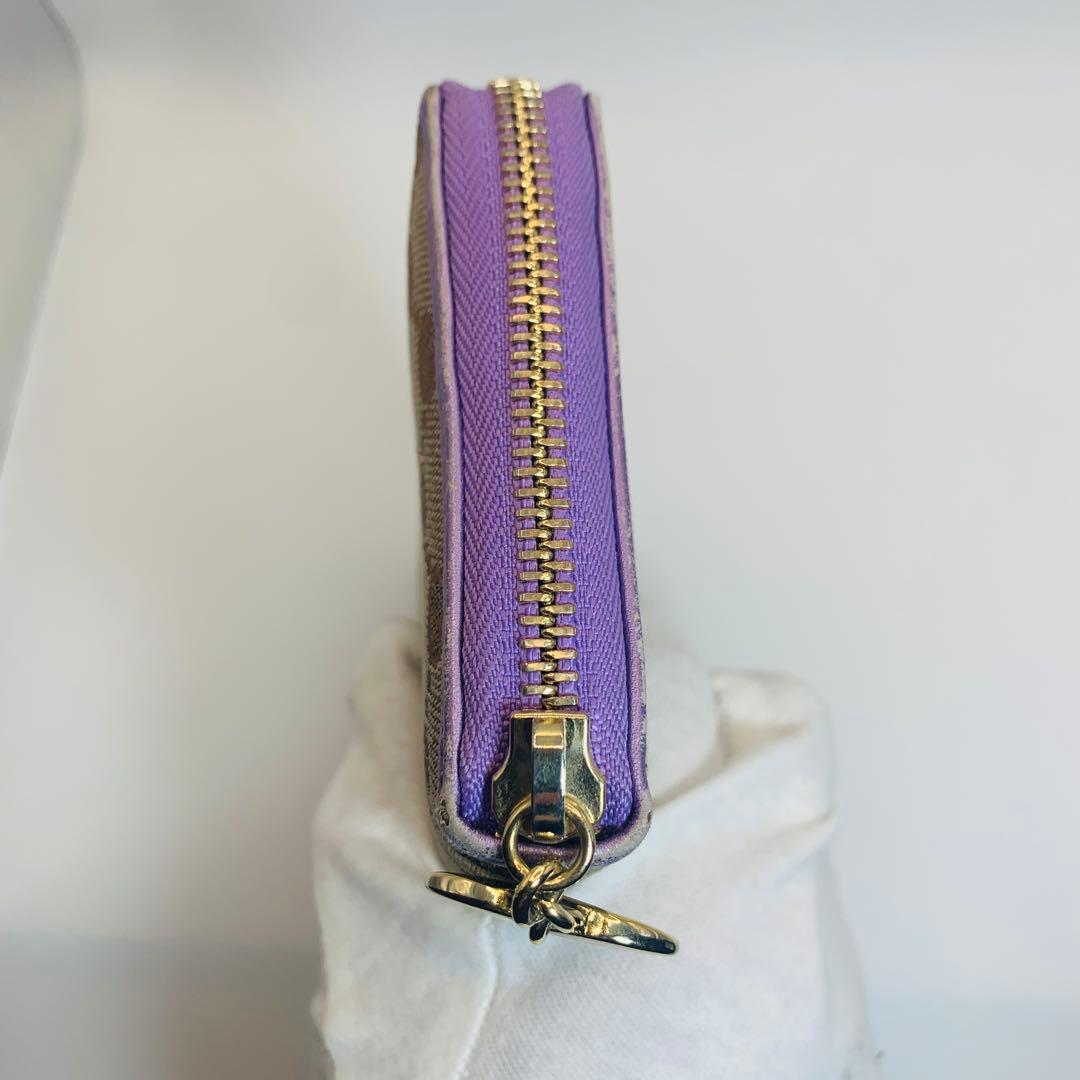 ⭐️グッチ 長財布 GGキャンバス 282477 ブラウン パープル ゴールド