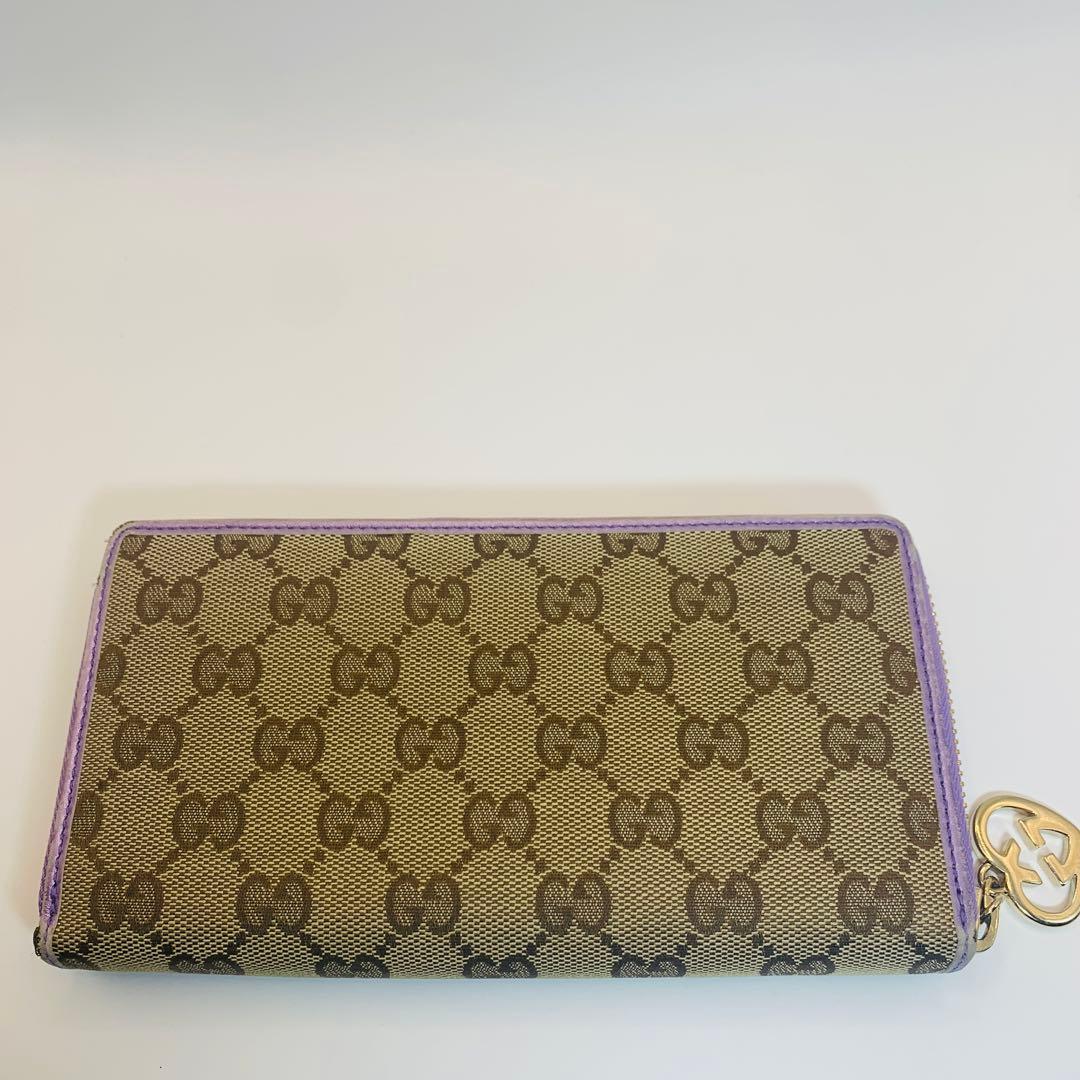⭐️グッチ 長財布 GGキャンバス 282477 ブラウン パープル ゴールド