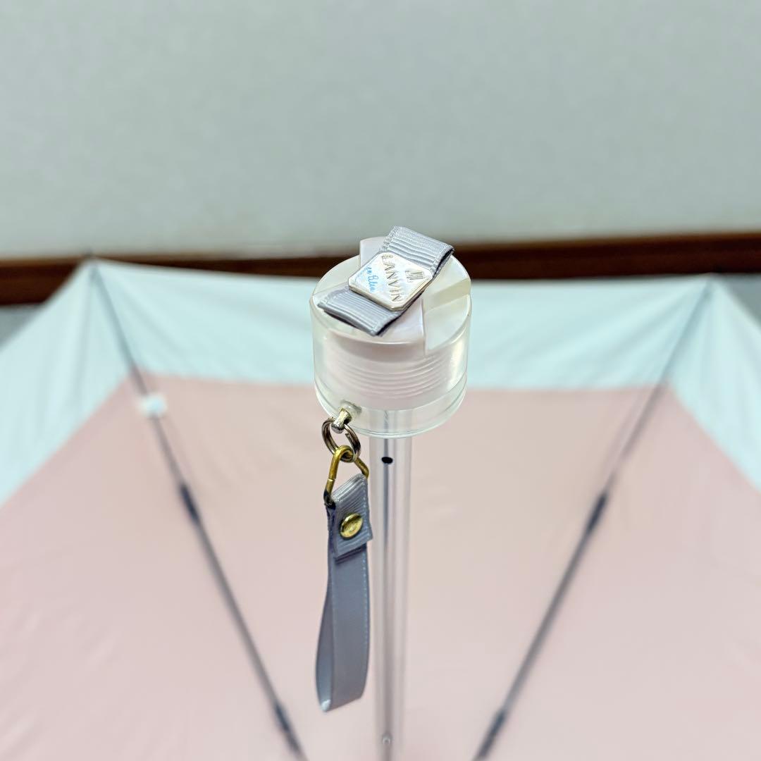 ランバン オン ブルー 遮光 晴雨兼用折りたたみ傘日傘　ビジューリボン ピンク