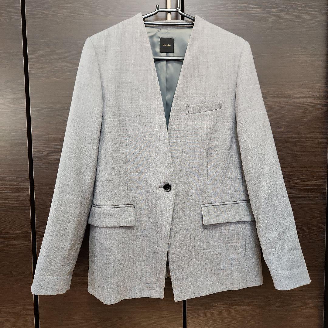 本日限定！【美品】スピックアンドスパン ダブルクロスVカラージャケット グレー