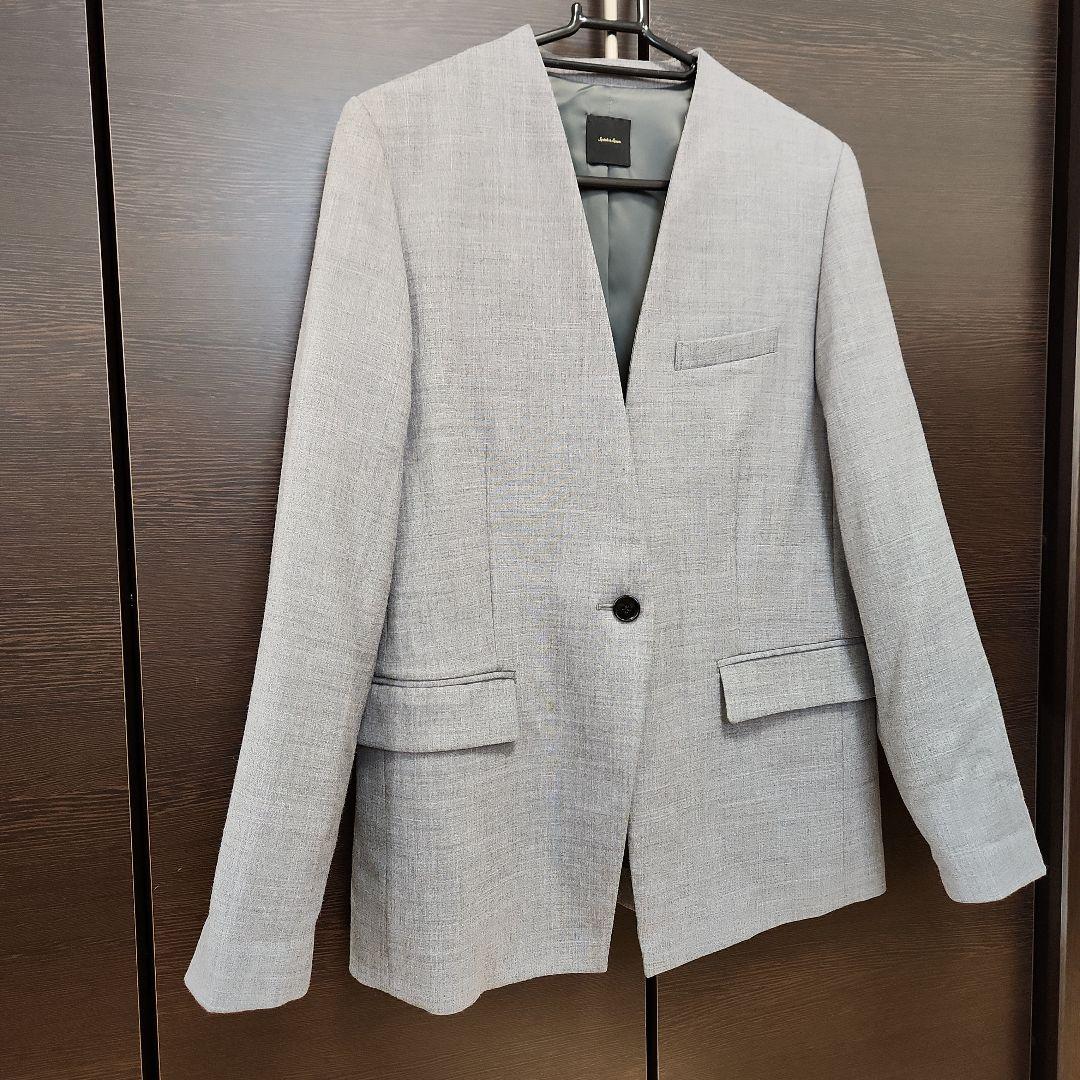 本日限定！【美品】スピックアンドスパン ダブルクロスVカラージャケット グレー