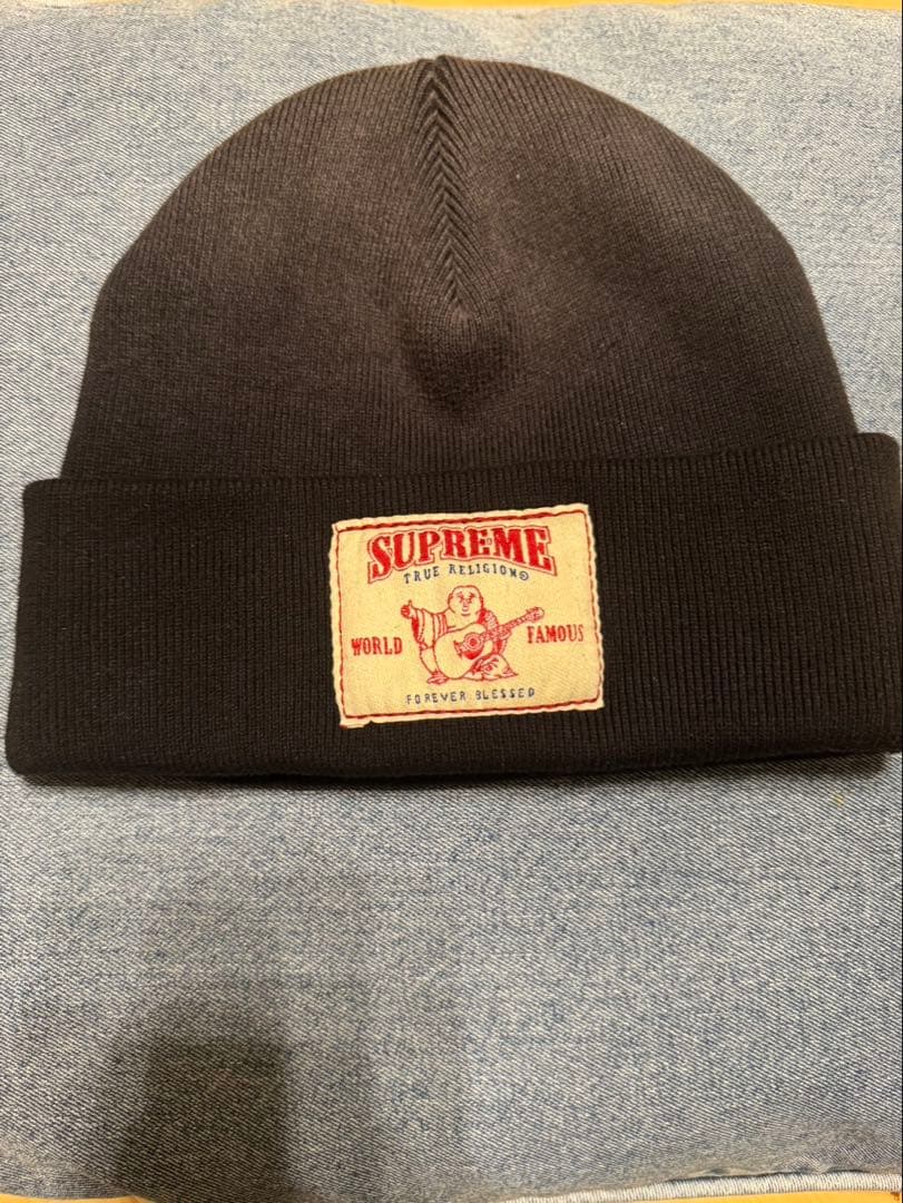 Supreme True Religion Beanie 黒トルゥーレリジョン