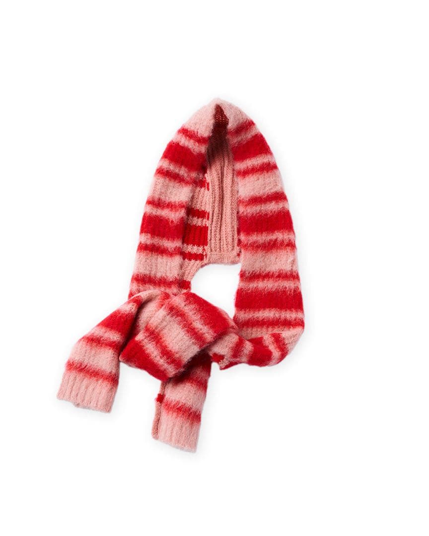 poppy あさぎーにょ knit hood warmer ボーダー　マフラー