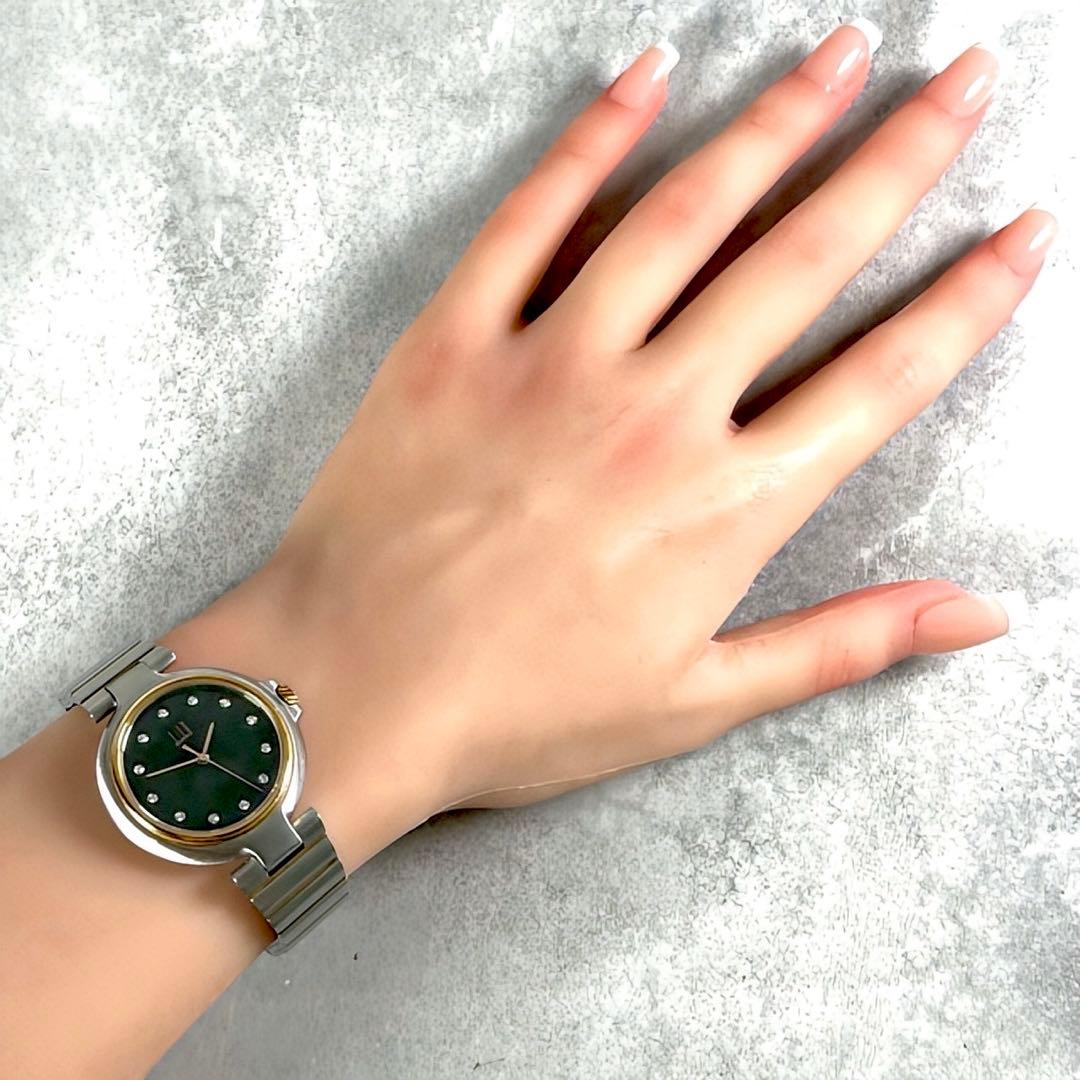 dunhill ダンヒル 12Pダイヤ クォーツ 腕時計 ブラック エレガント