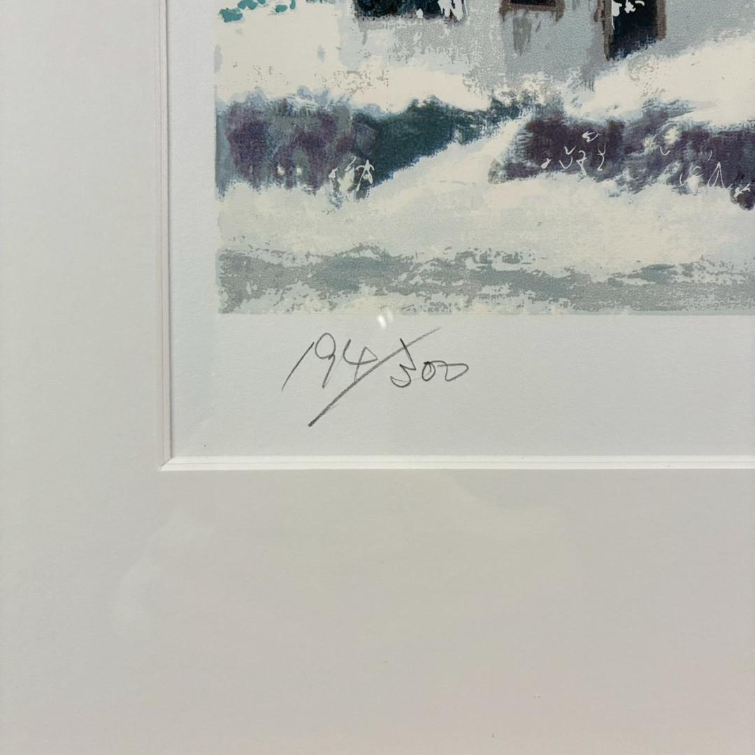 美品 小田切訓「雪のノイシュバンシュタイン城」シルクスクリーン 直筆サイン入り