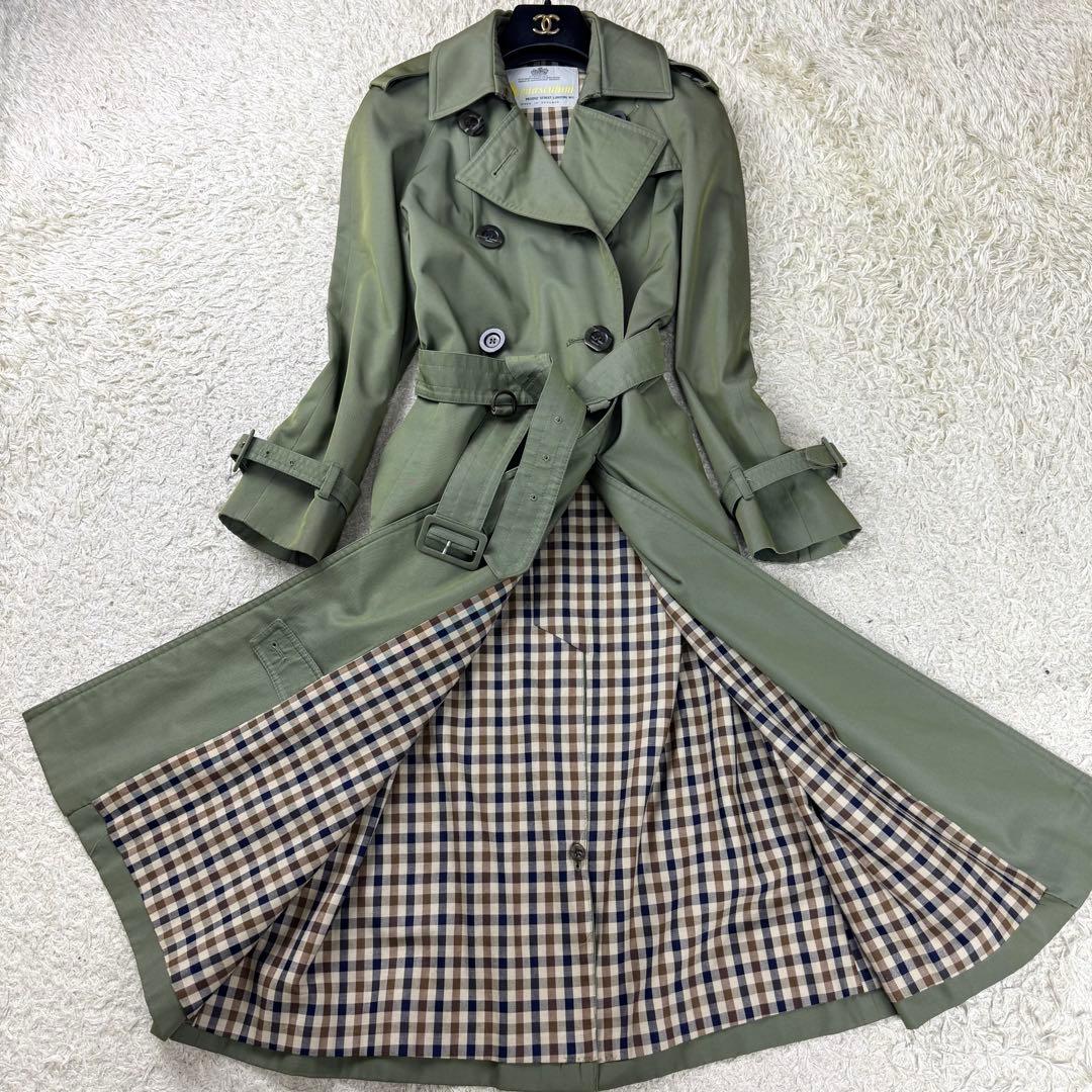 アクアスキュータム アクア5 トレンチコート ダブル ベルト 玉虫色 英国製