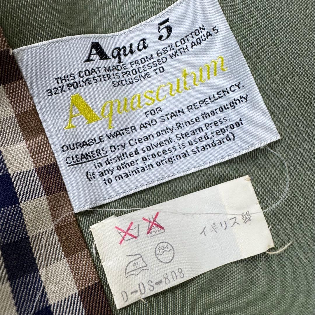 アクアスキュータム アクア5 トレンチコート ダブル ベルト 玉虫色 英国製