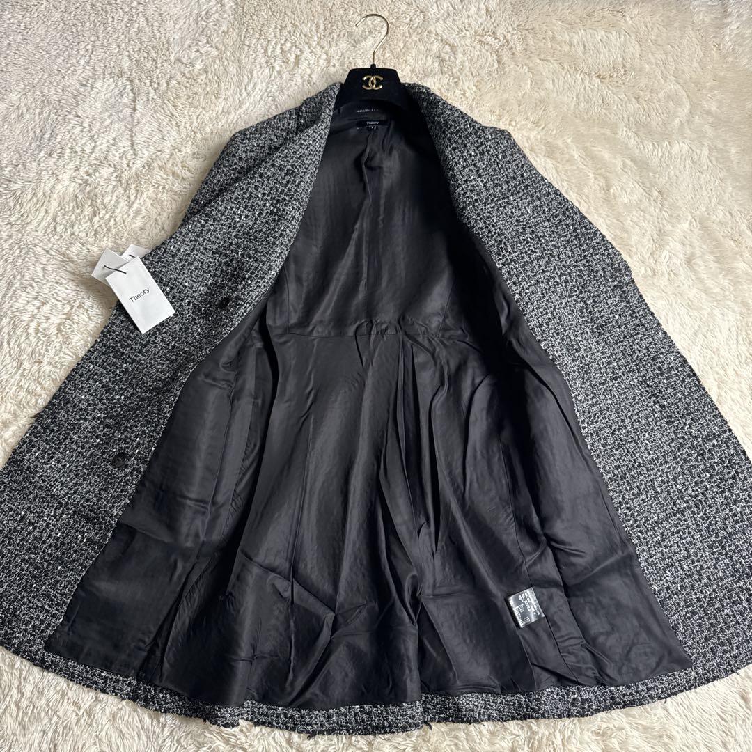 【新品タグ付き】Theory セオリー ツイード ダブルチェスターコート L