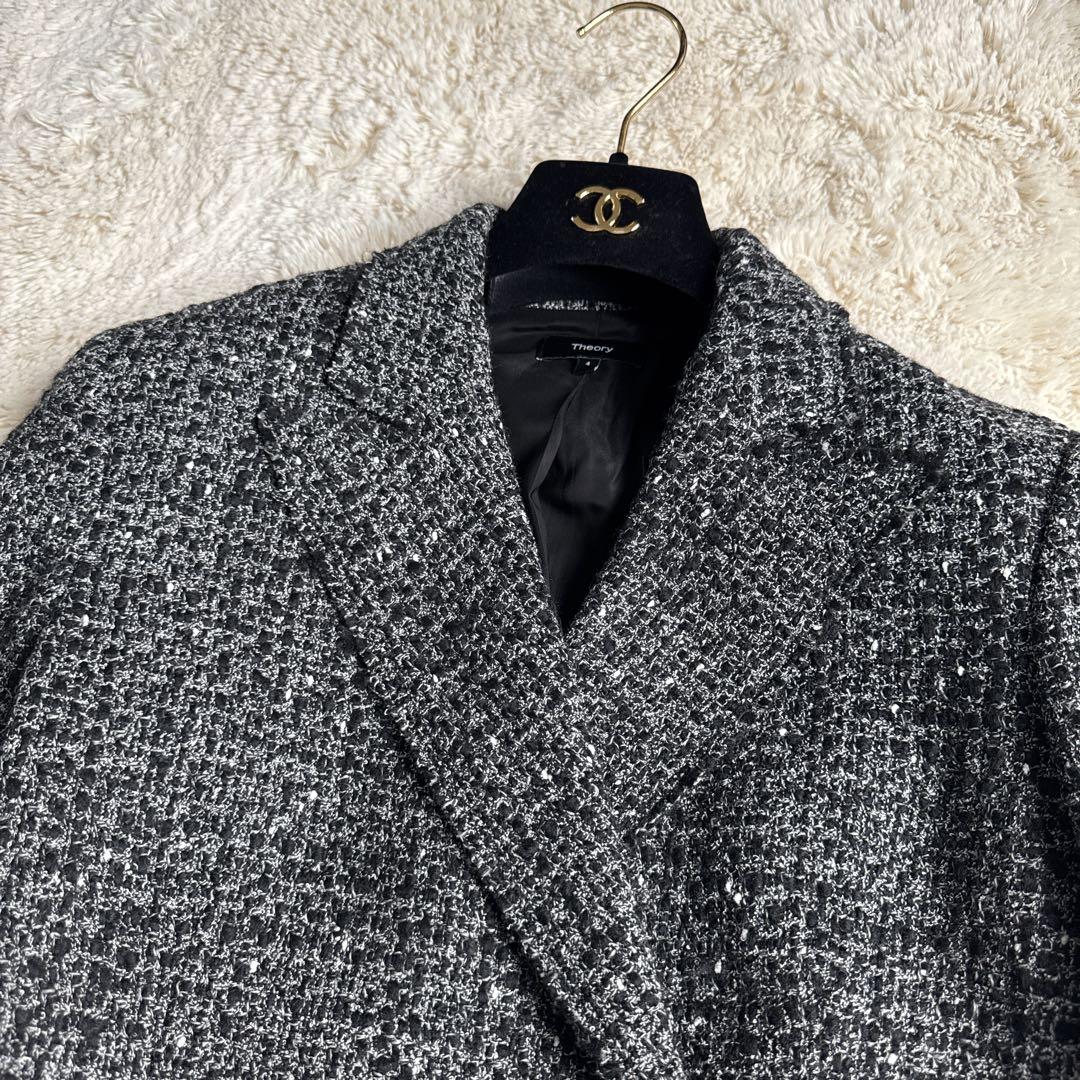 【新品タグ付き】Theory セオリー ツイード ダブルチェスターコート L