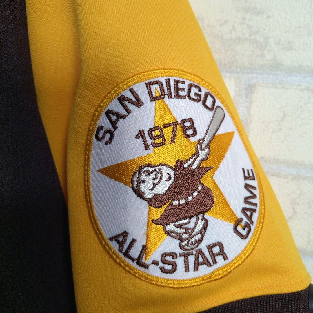 MLB★USA製 人気 パドレス 刺繍ロゴ ワッペン付 ゲームシャツ 茶 L