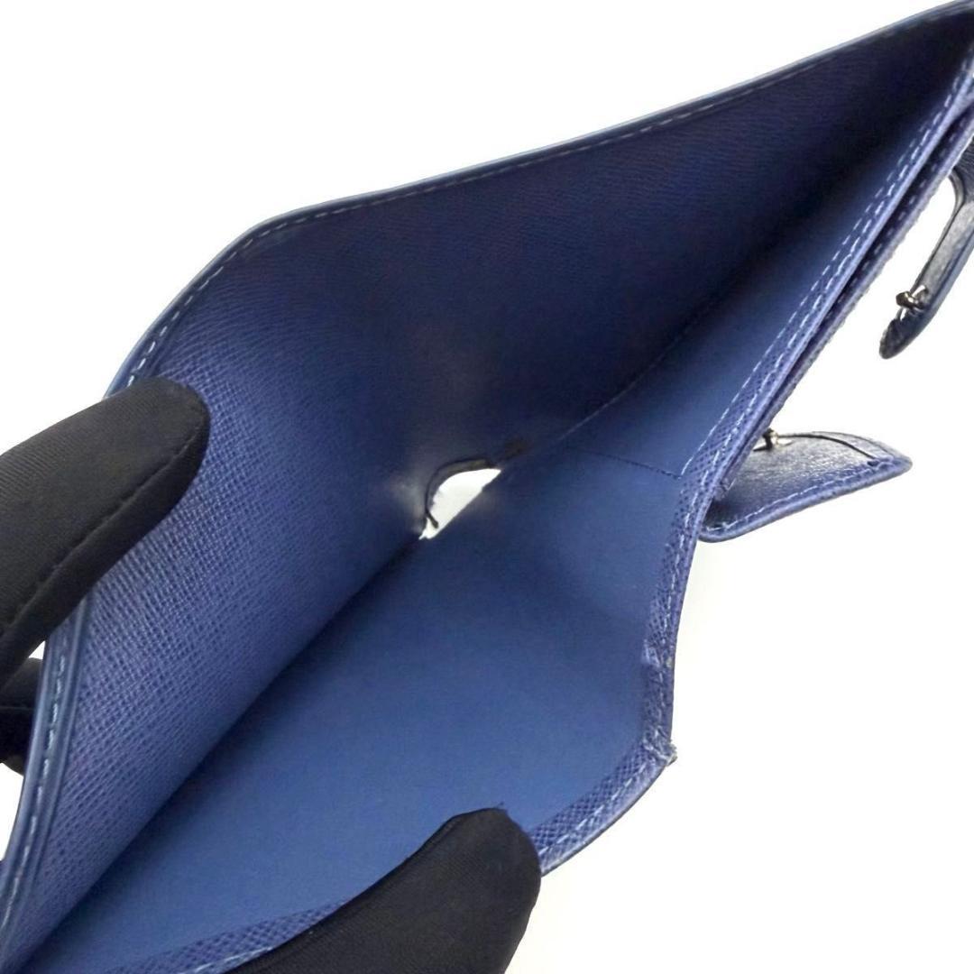 ルイヴィトン エピ ポルトビエ コンパクト ミルティーユ 二つ折り財布 ブルー