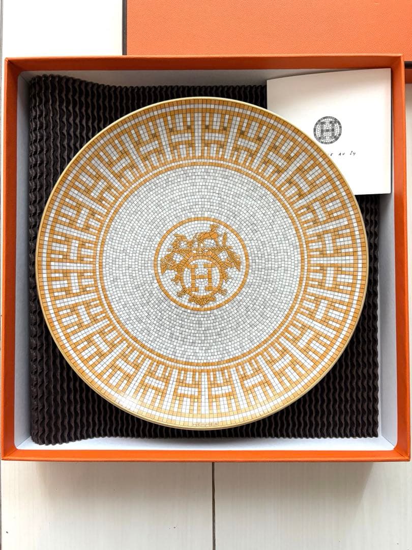 「美品」エルメスHERMES モザイク ヴァンキャトル ゴールドプレート21cm