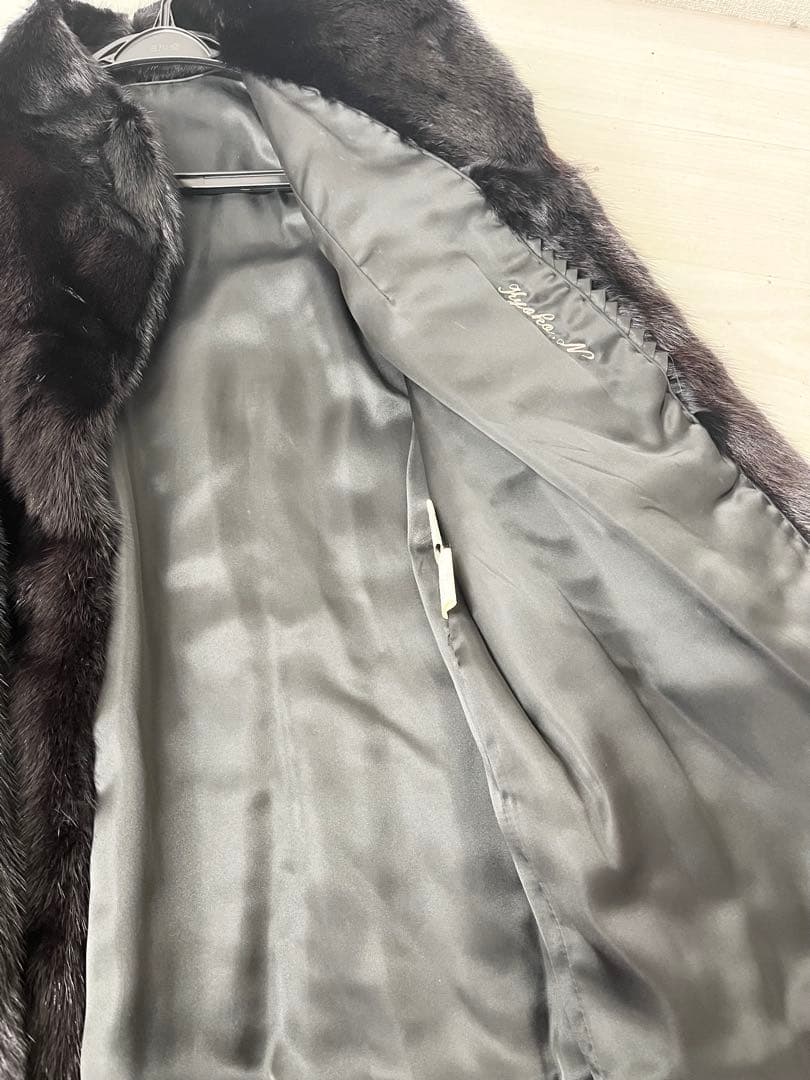 国産品 岐阜毛被 毛皮 コート ブラック 15号 レディース