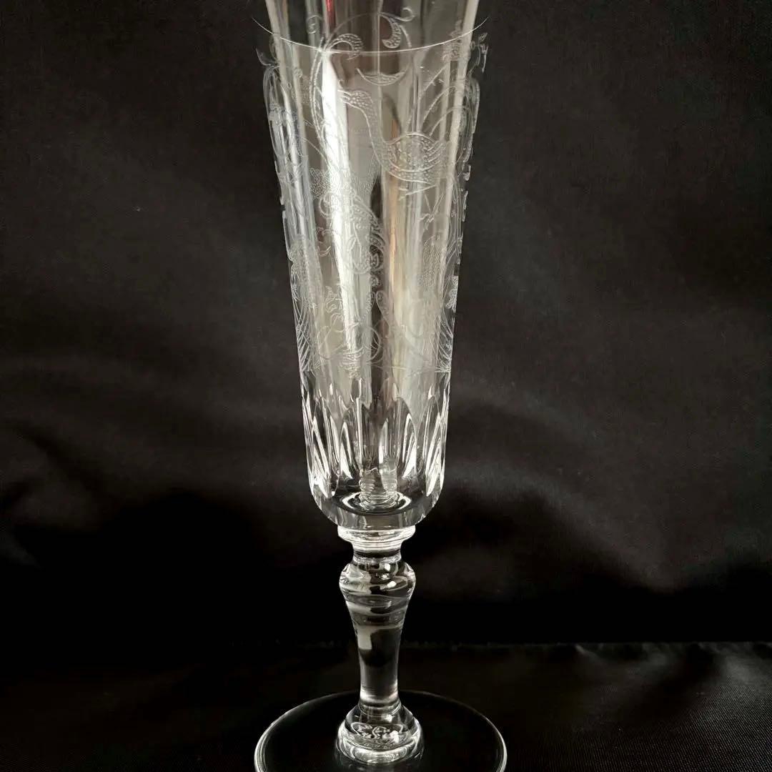 【美品】【バカラ】 パルメ 不死鳥 エッチング シャンパンフルート グラス