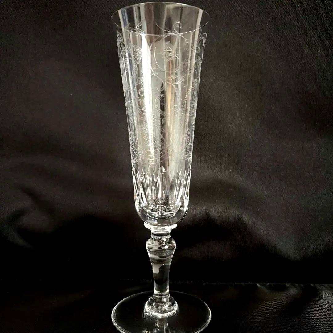 【美品】【バカラ】 パルメ 不死鳥 エッチング シャンパンフルート グラス