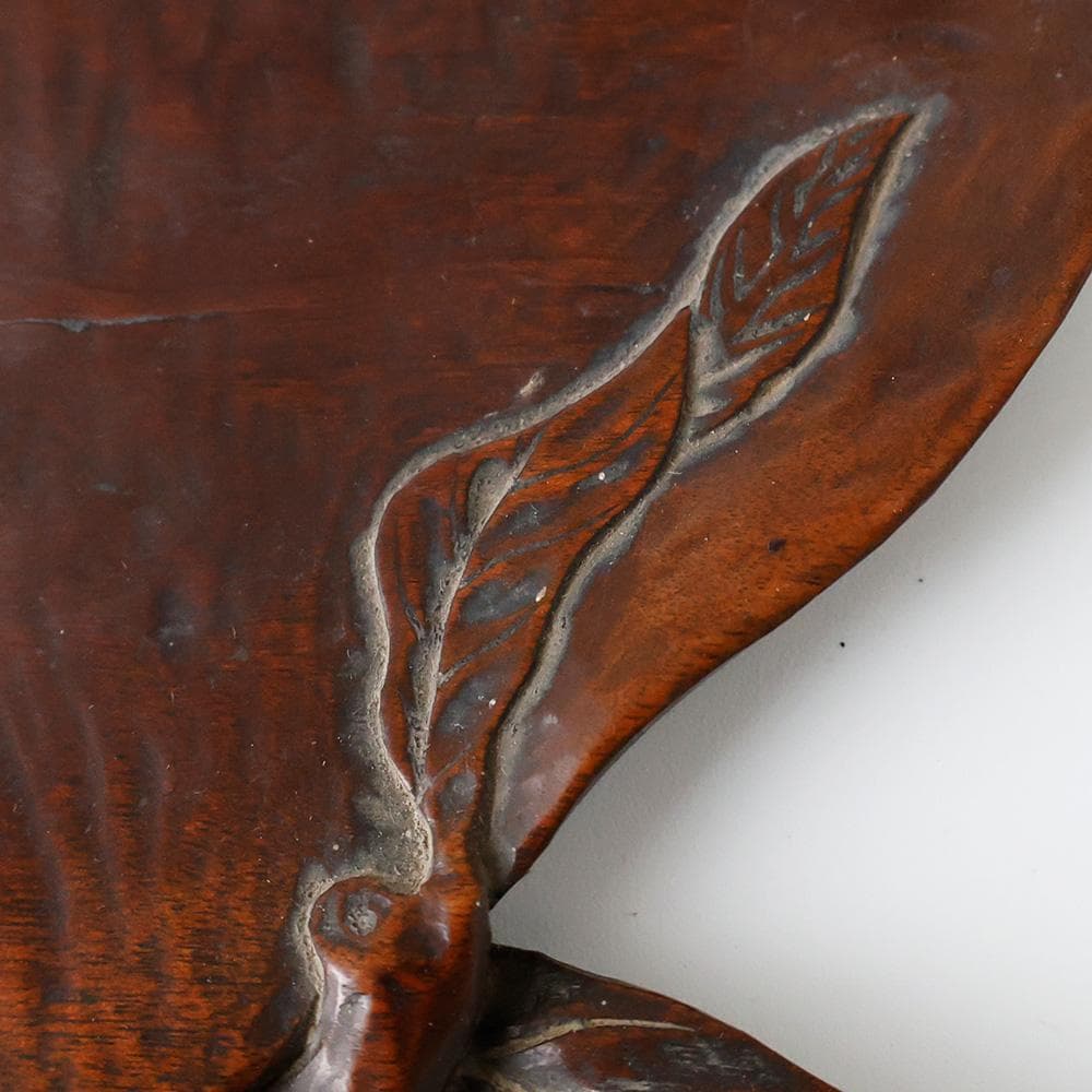 ★ CHI ★ 煎茶盆 時代唐物 木彫 葉盆 桃型葉盆 蝙蝠 煎茶道具