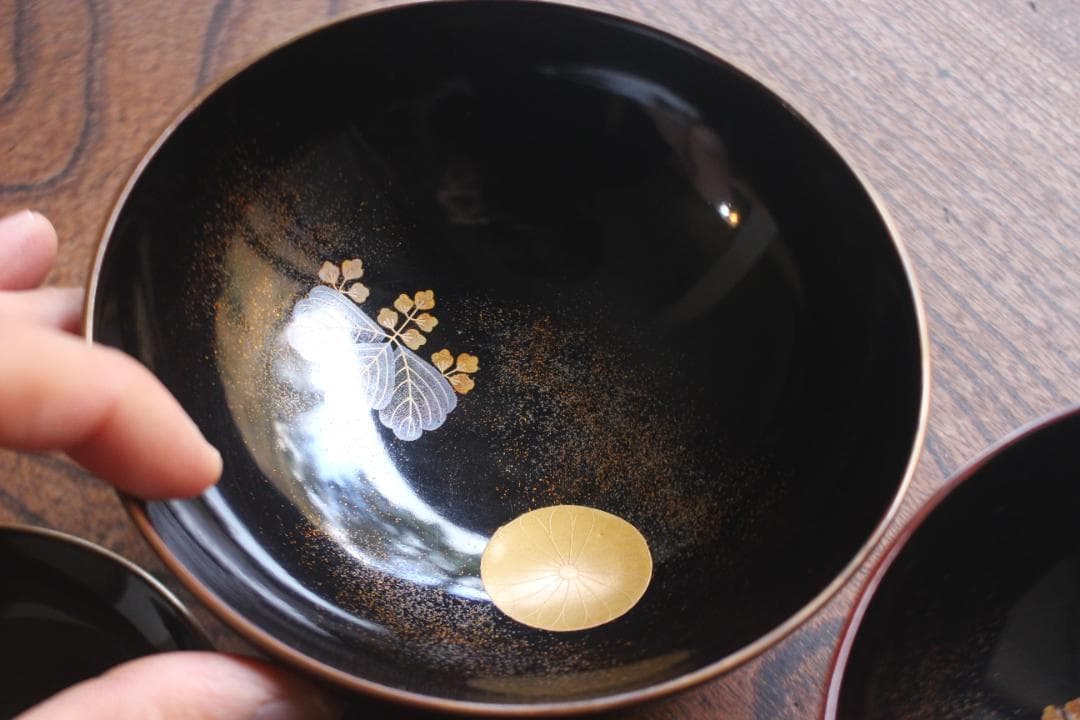 時代逸品！上質紅溜塗に極上高台寺蒔絵の美しいお椀2点（検加賀蒔絵吸物碗蒔絵椀